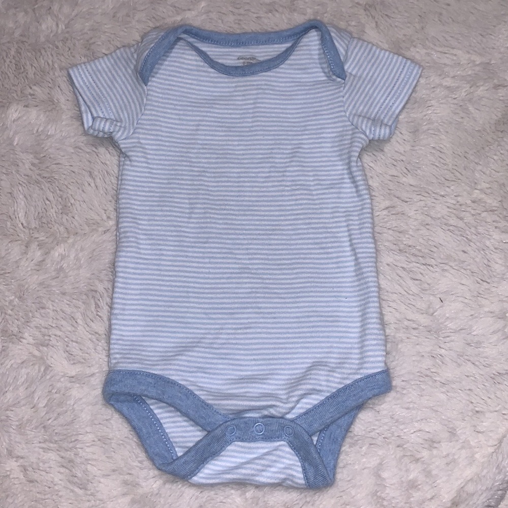 (3 for $10) George 0-3 month blue striped bodysuit